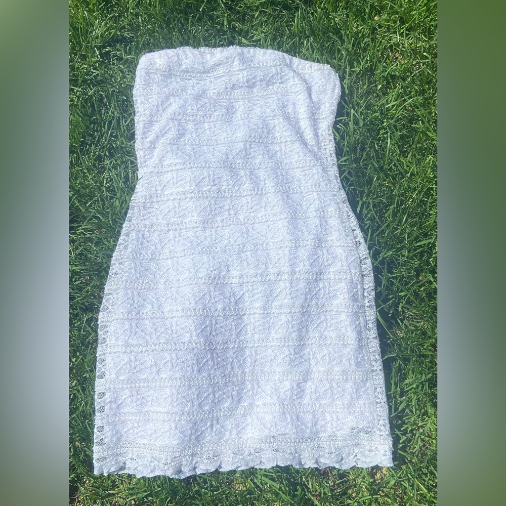 Deb Vintage White Lace Strapless Dress